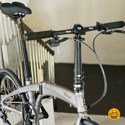 Folding bike Fnhon Tornado 22 inch carbon grey angled front view urban commuting foldable bicycle