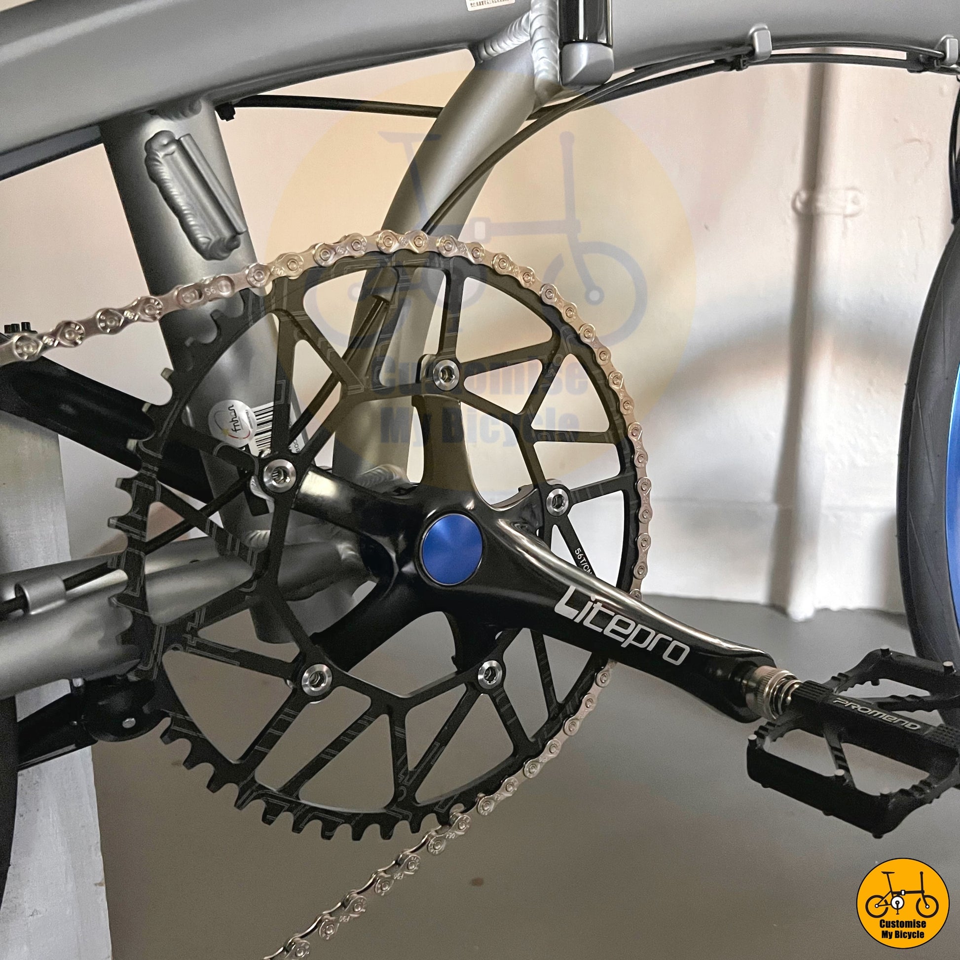 Litepro Crankset on Battleship Grey Foldie – Stylish, Comfortable & High-Performance
