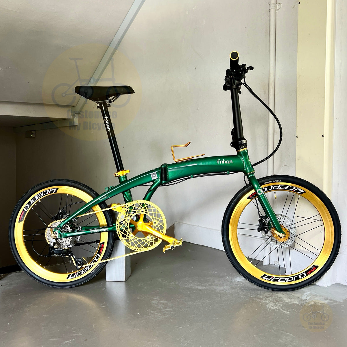 Folding Bike Fnhon Tornado 22 Inch Emerald Green Shimano 9 Speed Aerodynamic Aluminium Folding Bicycle With Grade 4 Frame Locking Mechanism Litepro Aero Wheels FNHON Hollowtech Crankset