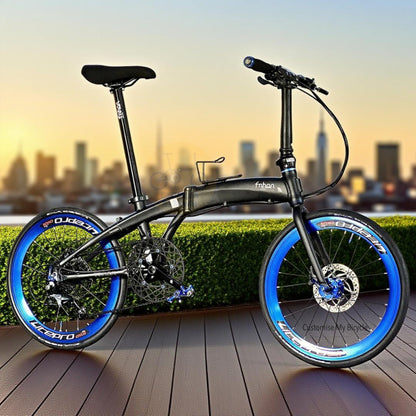 Fnhon Tornado 22 Inch Matte Black Folding Bicycle With Shimano 10 Speed And Disc Brakes
