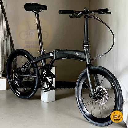 Fnhon Tornado 22 Inch Folding Bicycle Matte Black With Mechanical Disc Brake And 54T Chainring
