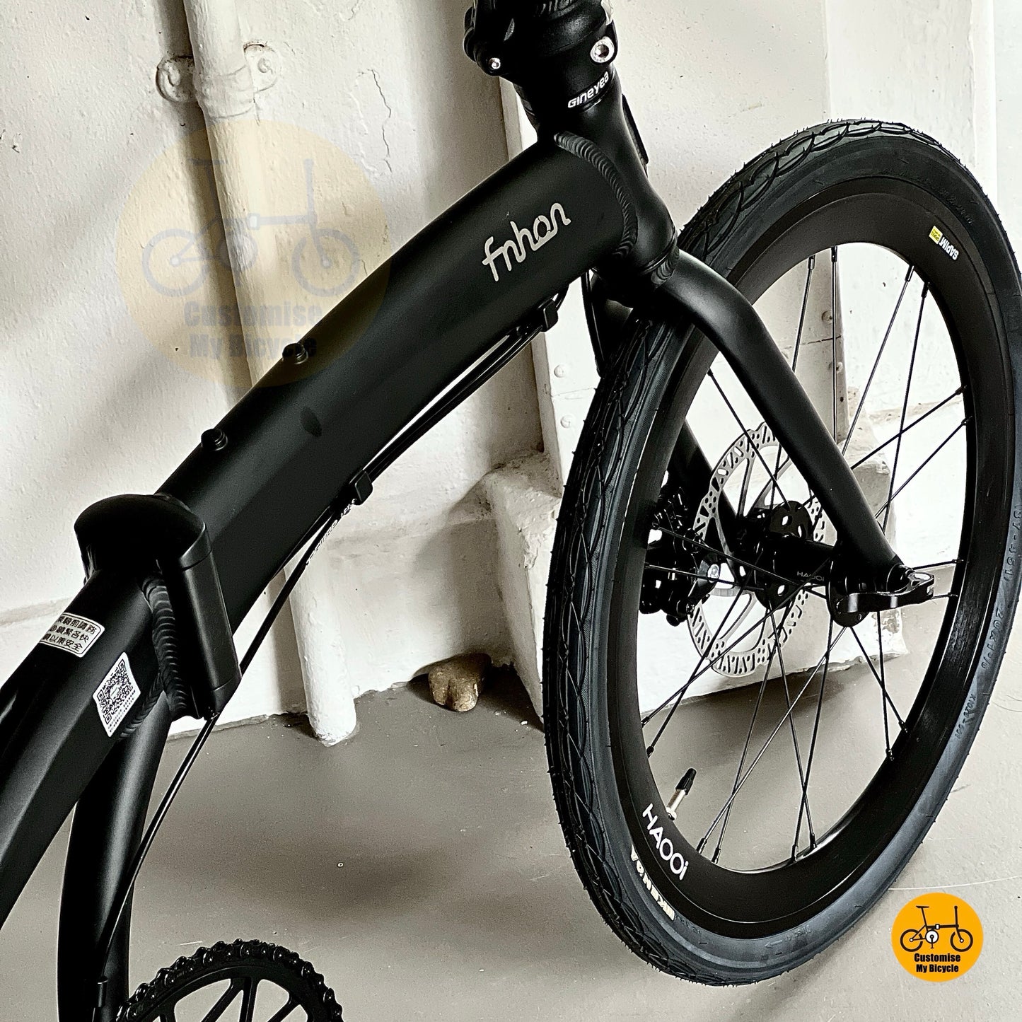 Fnhon Tornado matte black frame detail close up
