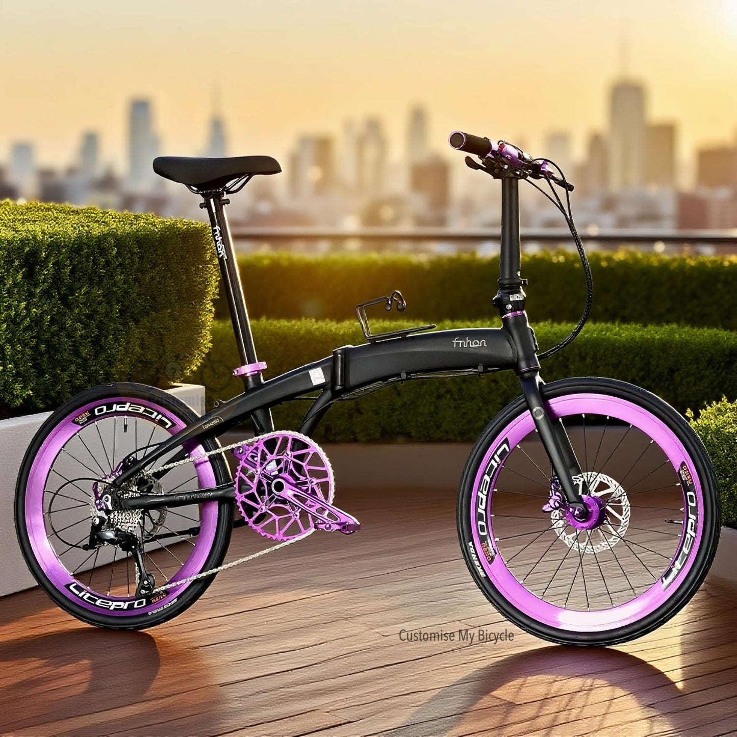 Folding Bike Fnhon Tornado 22 inch Matte Black Shimano 9 Speed Lightweight Aluminium Foldable Bicycle Singapore
