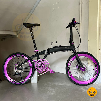 Folding Bike Fnhon Tornado 22 inch Shimano 9 Gears Matte Black Compact Foldable Bicycle Urban Commuter Bike

