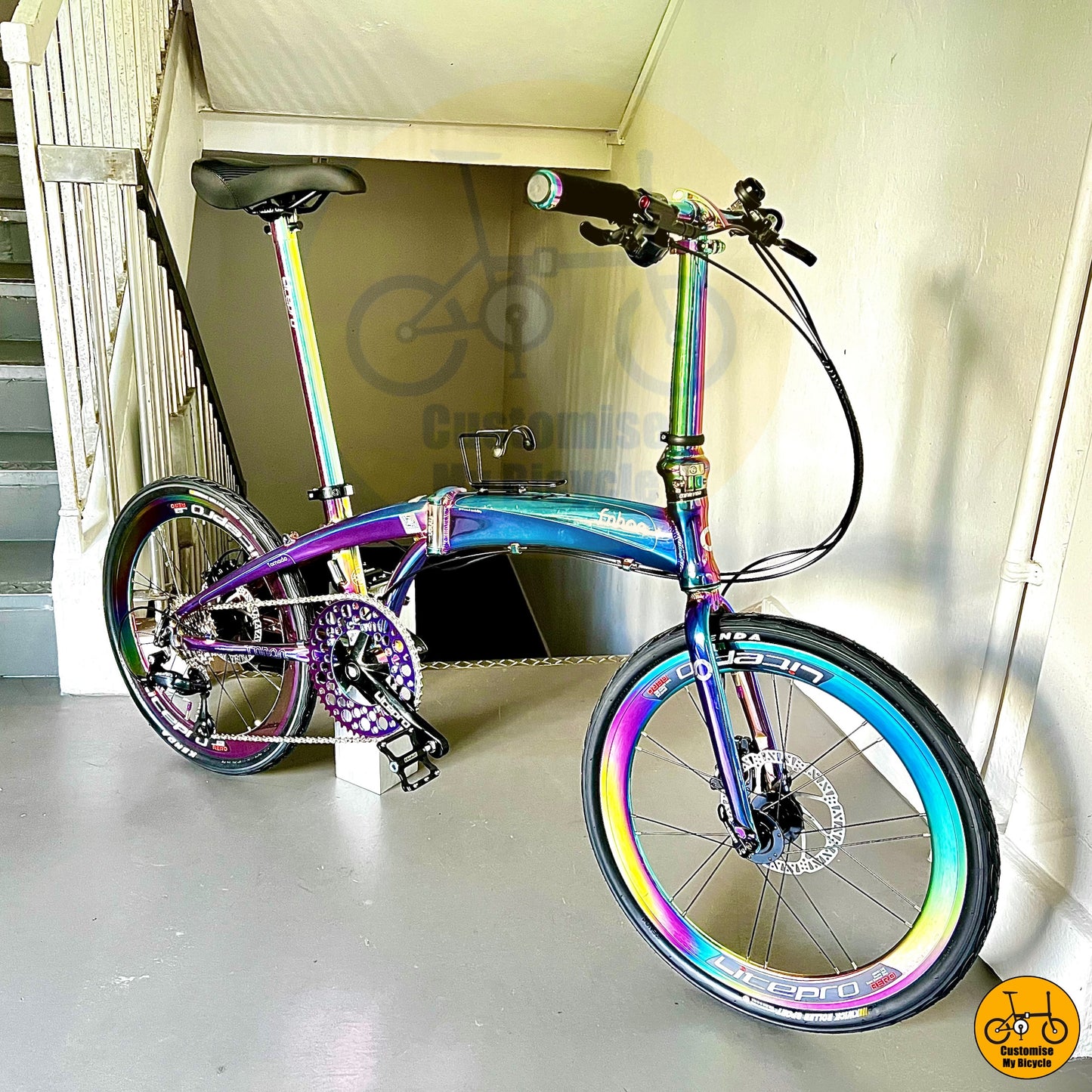 Oil Slick Edition Folding Bike – Premium Ride for Enthusiasts & City Cyclists
