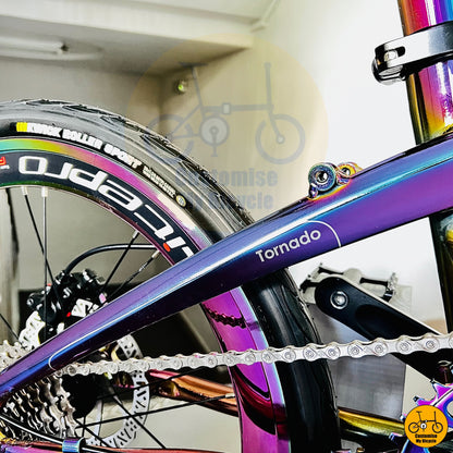 Rainbow Oil Slick Fnhon Tornado – Ride in Style with a Unique Folding Bicycle
