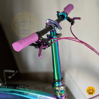 Fnhon Tornado 22" Oil Slick folding bike frame material colour detail