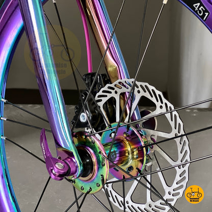 Fnhon Tornado 22" Oil Slick foldable bicycle with Shimano 9 gears
