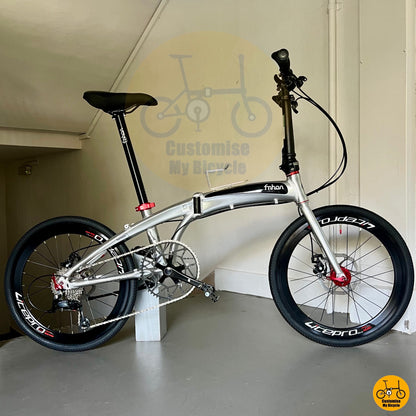 Alloy Frame Foldie with Red Hubs and Sora 9-Speed Gearing – Fnhon Tornado 22”
