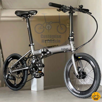 Folding Bike Fnhon Zephyr 18 inch folding bike Battleship Grey lightweight aluminium foldable bicycle side view
