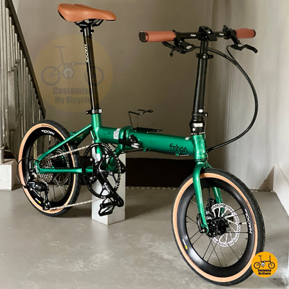 Basikal Lipat Fnhon Zephyr 18 inci Emerald Green Shimano 9 Kelajuan Basikal Ringan Mudah Lipat

