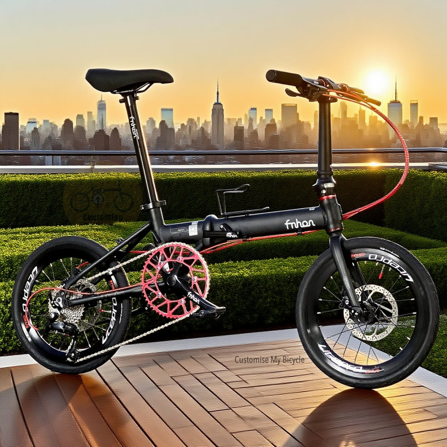 Fnhon Zephyr 18 Inch Folding Bike With Lightweight Aluminium Frame Shimano 9 Gears Matte Black
