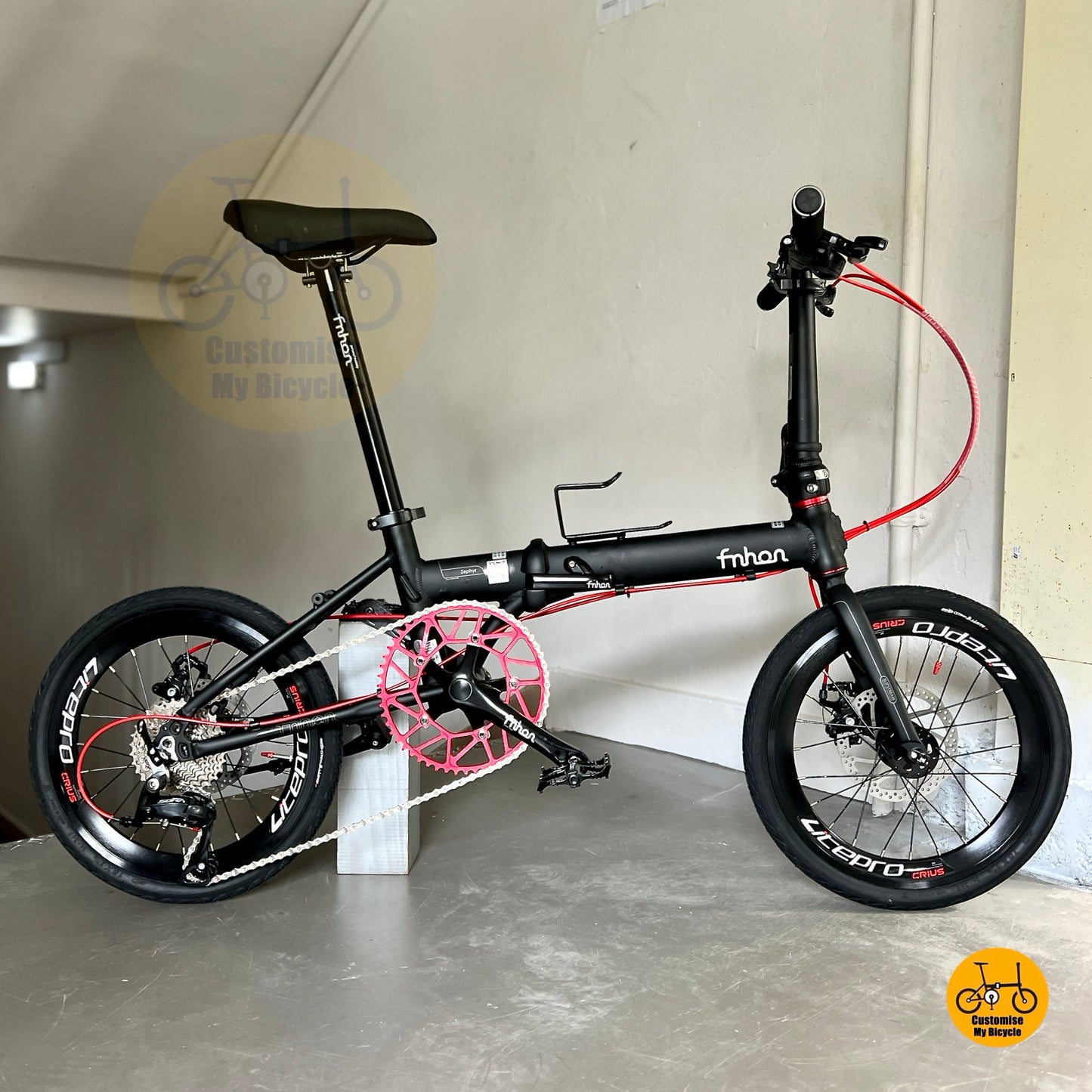 Fnhon Zephyr Lightweight 16 Inch Folding Bike For City Commute With Mechanical Disc Brakes
