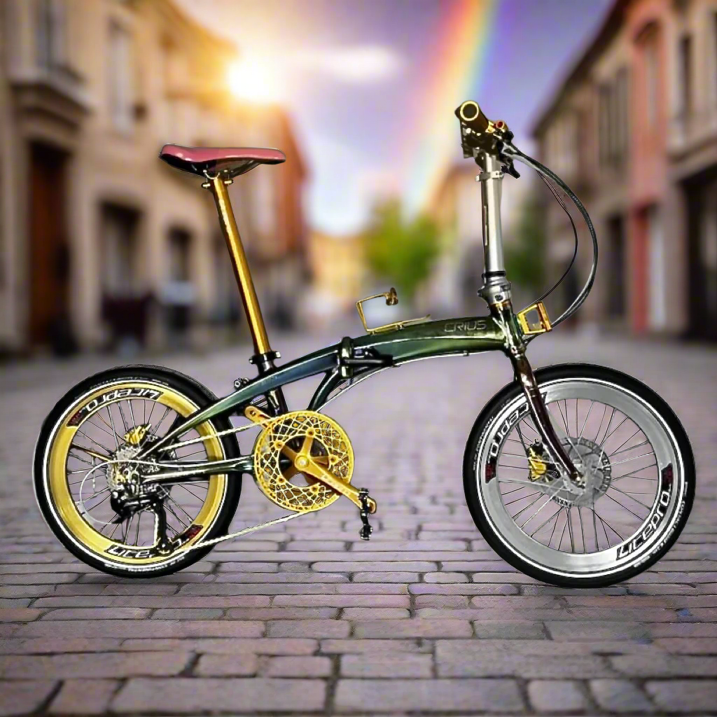 Crius Velocity 20-inch Foldable Bike – Oil Slick Frame with Funky Dual-Tone Wheels
