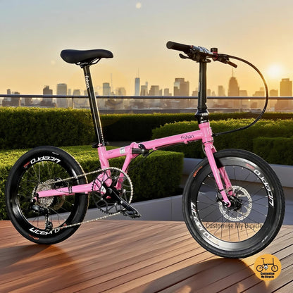 Fnhon Gust 20 inch folding bicycle hot pink Shimano 10 speed Tiagra lightweight aluminium alloy frame

