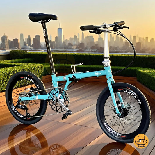 Fnhon Gust 20 Inch Turkish Blue Folding Bike With Shimano 9 Gears And Litepro Components  
