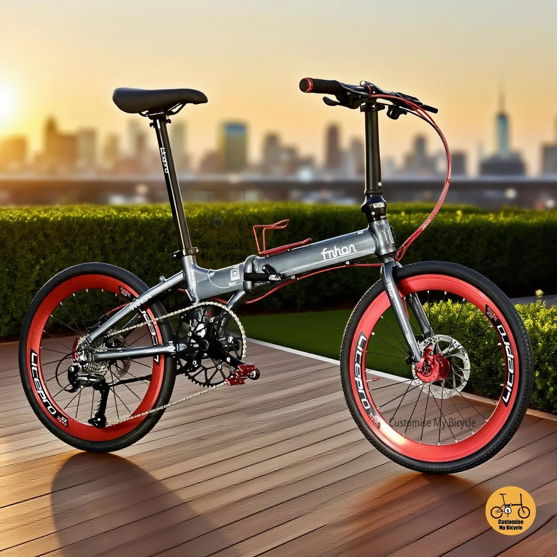 Fnhon Blast 20" 451 Wheel Size Dolphin Grey with Red Wheels 