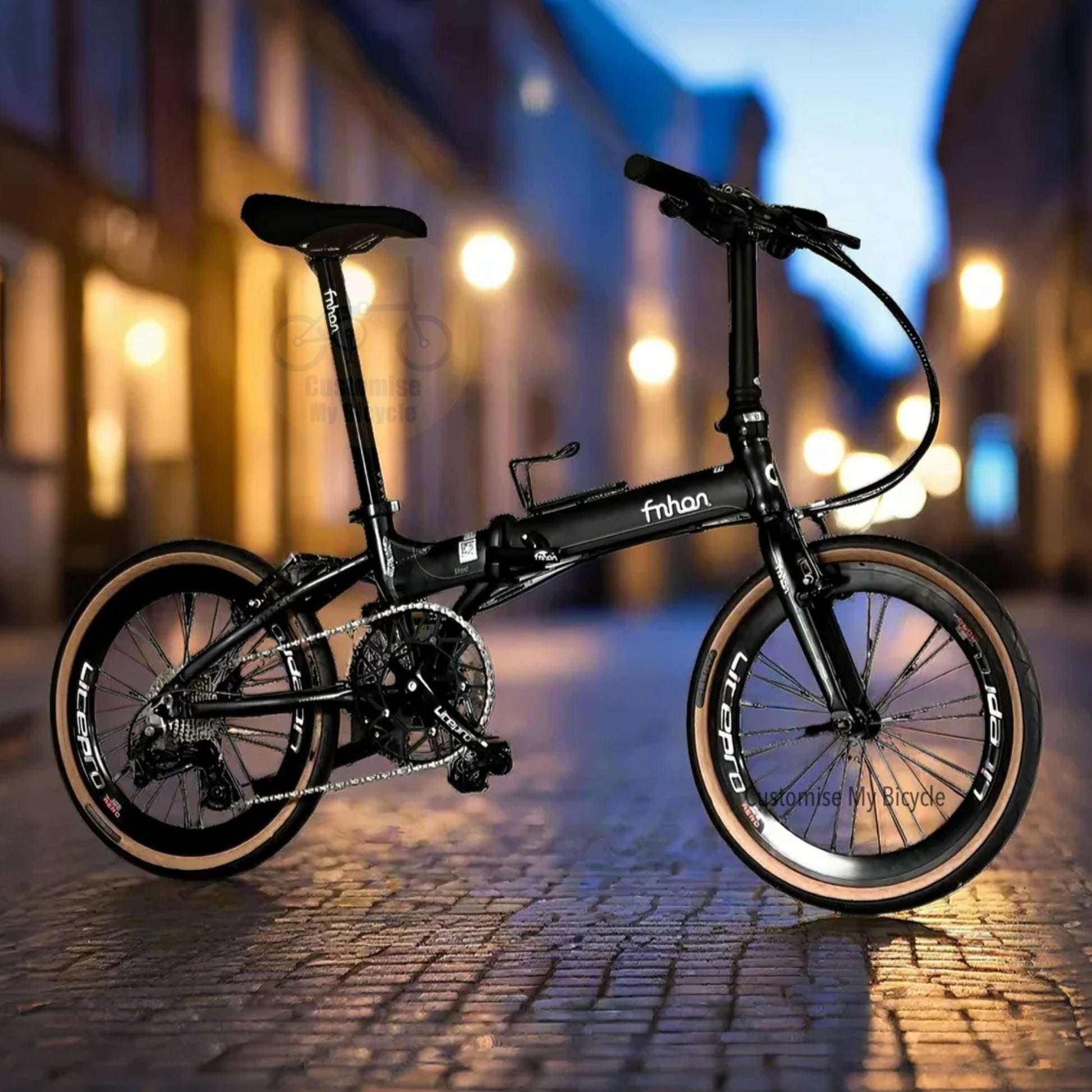 Fnhon Blast 20” foldable bicycle with Sensah 9 gears Litepro wheels Matte Black frame
