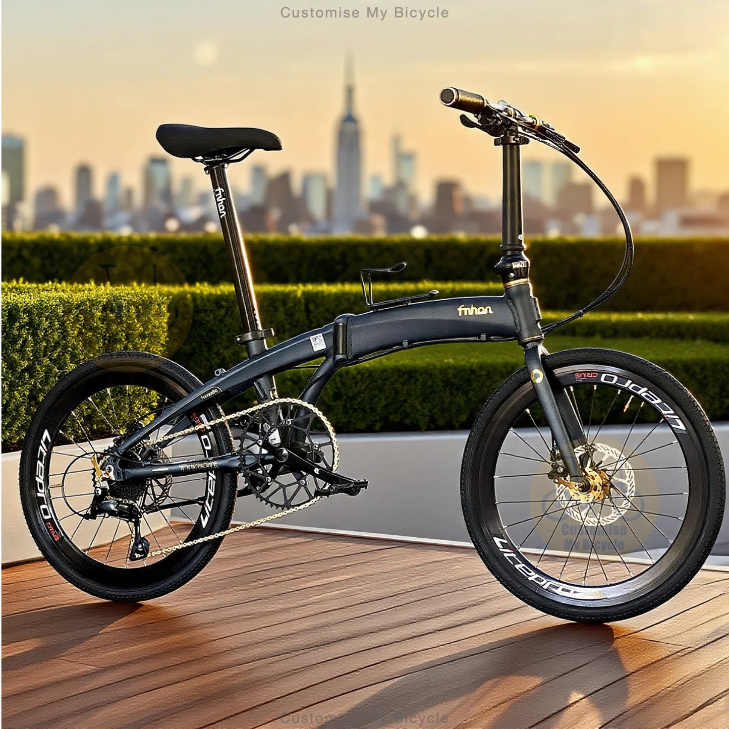 folding bike fnhon Tornado dark teal blue 22" with Shimano 9 gears