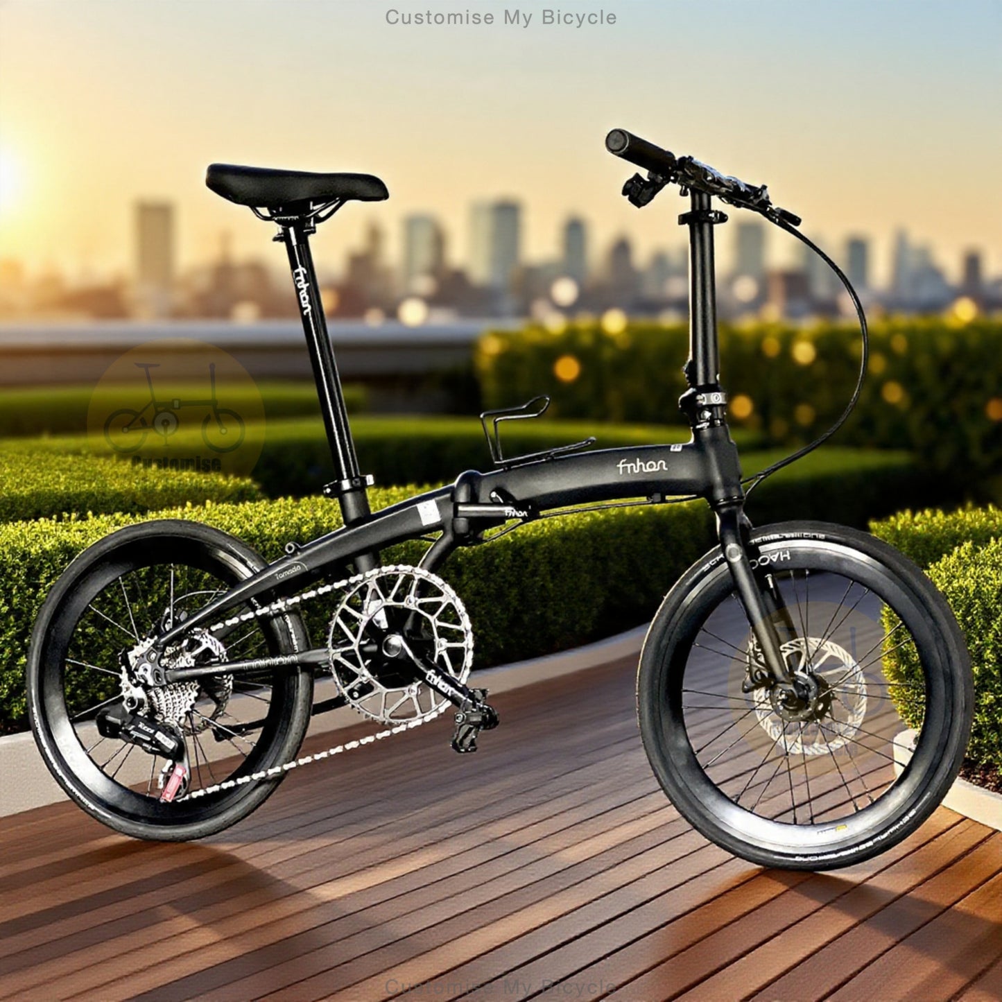 Folding Bike Fnhon Tornado 20 Inch Matte Black Magene Electronic Derailleur Shifting 12 Gears Hydraulic Disc Brake Premium Foldable Bicycle Singapore