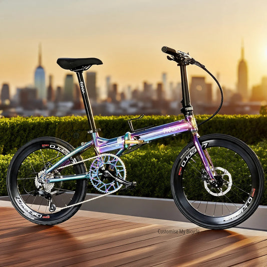 Fnhon Blast 22 inch folding bike Oil Slick Aurora side profile lightweight aluminium alloy foldable bicycle