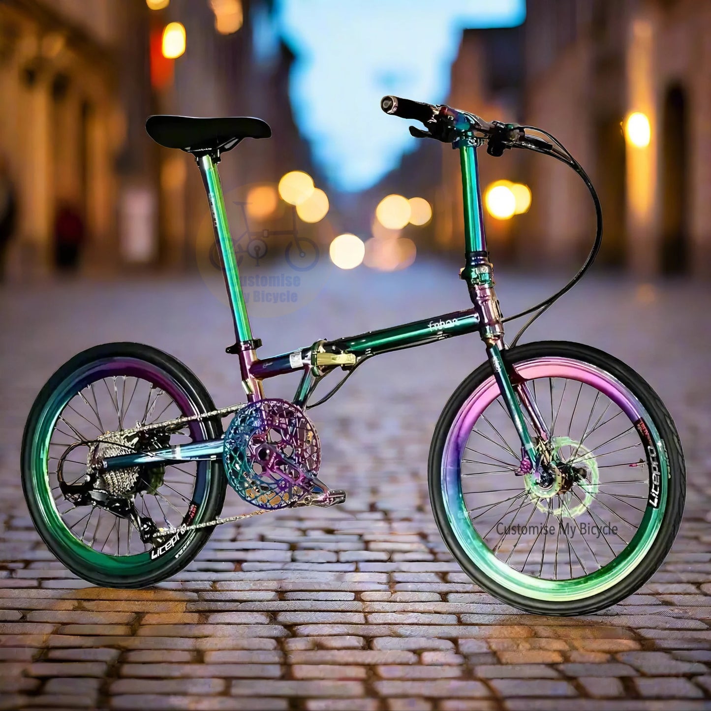 Fnhon Gust 22 inch Oil Slick folding bike with Shimano 9s and Litepro hydraulic brakes
