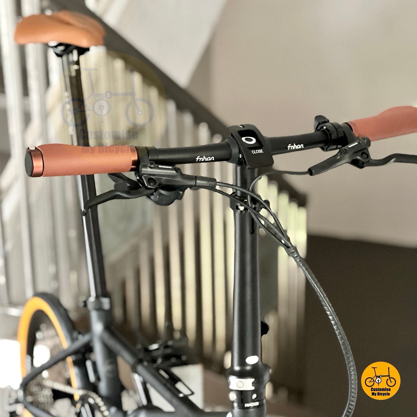 Premium Matte Black folding bike rear angle with telescopic handle post