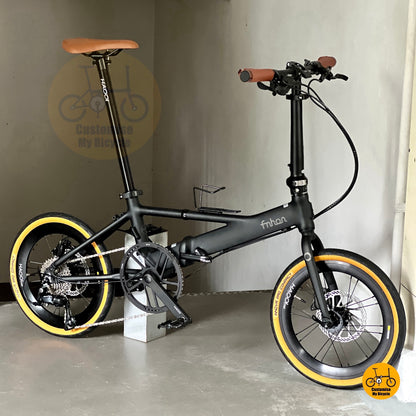 Fnhon Monsoon Mini 16 inch folding bicycle overall front angle with Shimano 9 gears