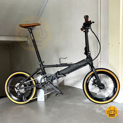 Fnhon Monsoon Mini 16 Inch Matte Black Folding Bicycle Shimano 9 Gears Hydraulic Disc Brake Lightweight Urban Commuter Foldie