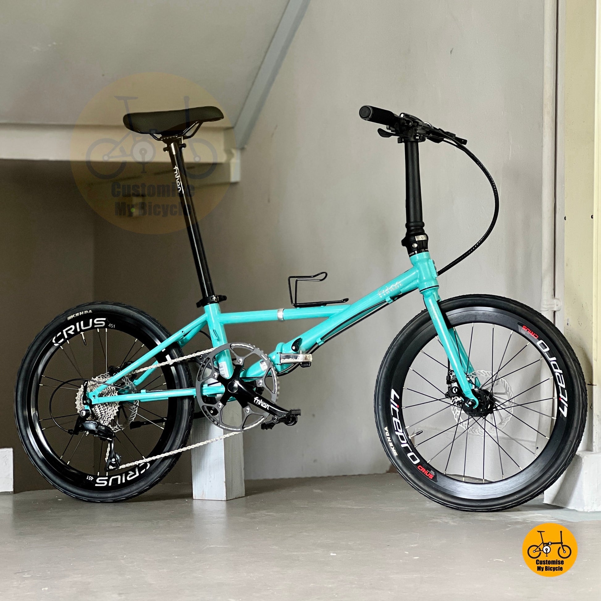 Folding Bike Fnhon Thunderstorm 22 inch Bianchi Green Shimano 9 Speed Chromoly Steel Foldable Bicycle Singapore