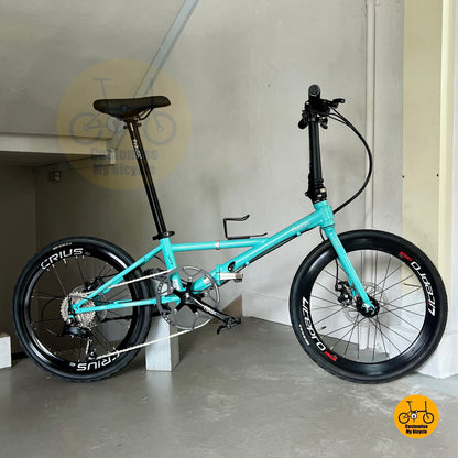 Basikal Lipat Fnhon Thunderstorm 22 inci Bianchi Green Shimano 9 Kelajuan Basikal Lipat Kukuh Untuk Bandar