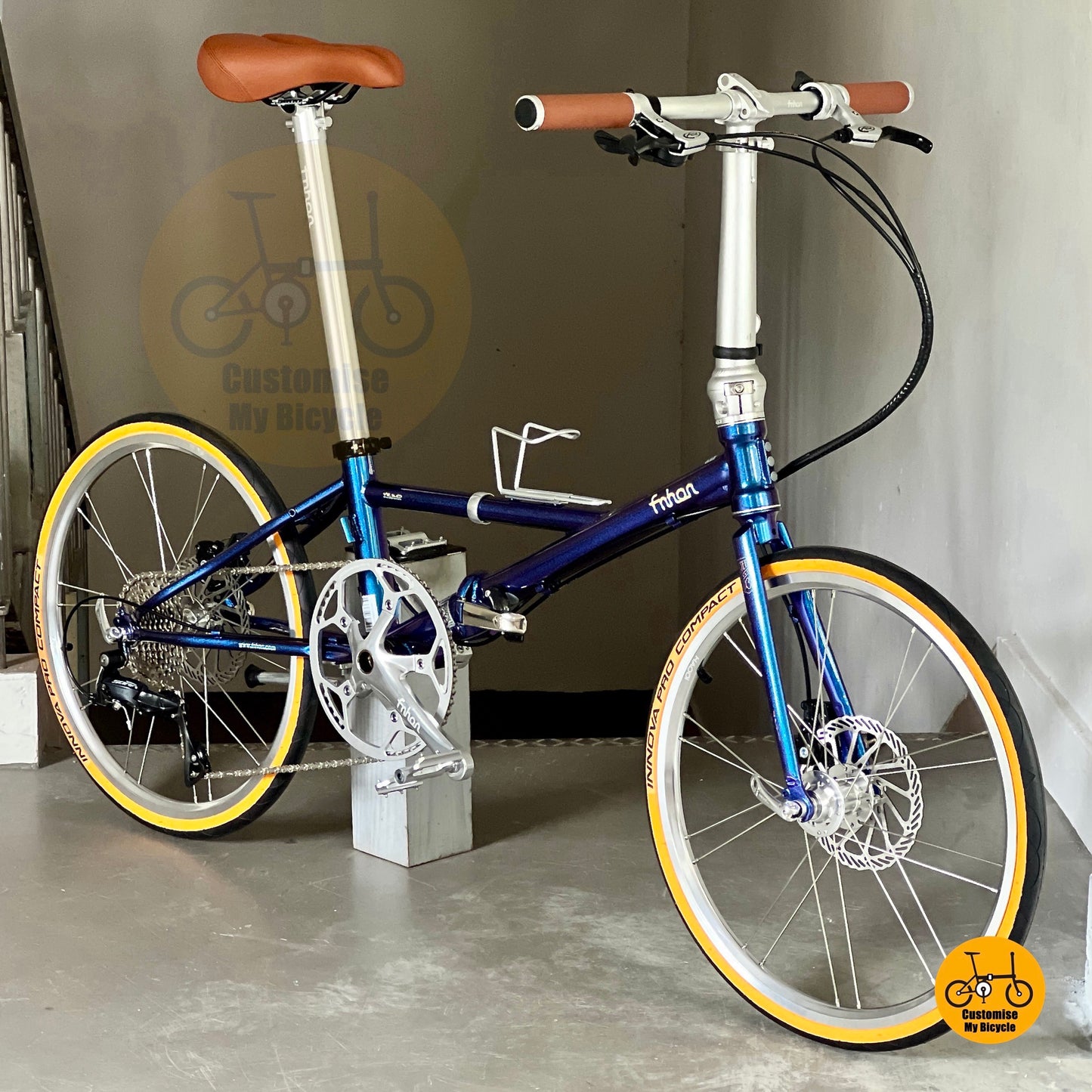 Fnhon Thunderstorm 22 Inch Folding Bicycle Shimano 9 Speed Mechanical Disc Brake Innoca Pro fast rolling Tyres
